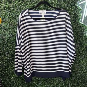 Joseph Ribkoff Navy and White Striped Crew Neck top